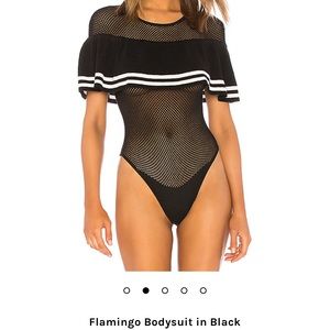 Lovers + Friends Mesh Flamingo Bodysuit, NWT, XS